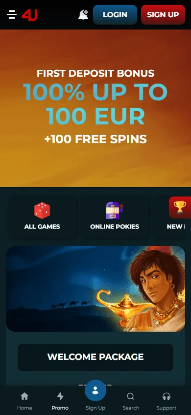 Casino4u mobile promotions with welcome bonuses and free spins